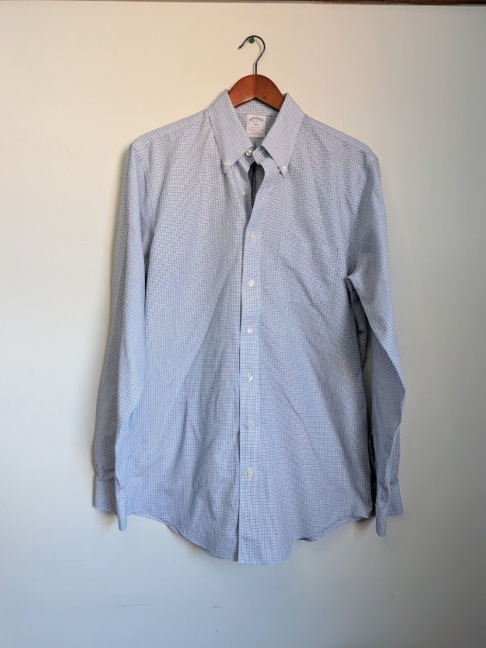 Brooks Brothers 1818 Dress Shirt Regent Non-Iron Blue Check Mens 16 - 37 Office